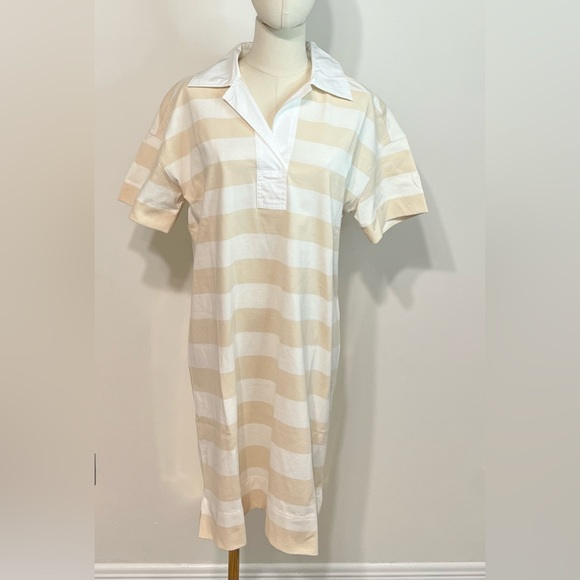 Everlane The Organic Cotton Polo Dress Striped Beige Size Small - Picture 7 of 12